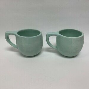 Everyware Coffee Cups Mugs Green Made in Mexico Lot of 2 - Heavy